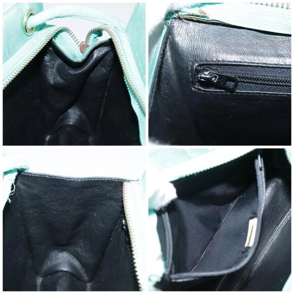 CHANEL V stitch Shoulder Bag Nylon Green Gold CC Auth - Picture 13 of 15